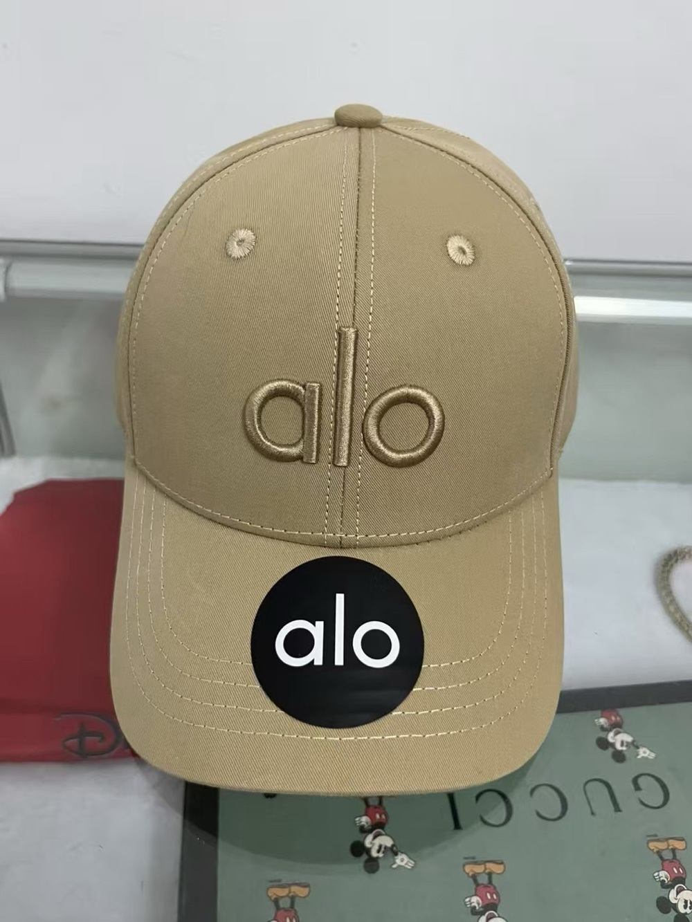 ALO Yoga Kids Beige Baseball Cap with Embroidered Logo